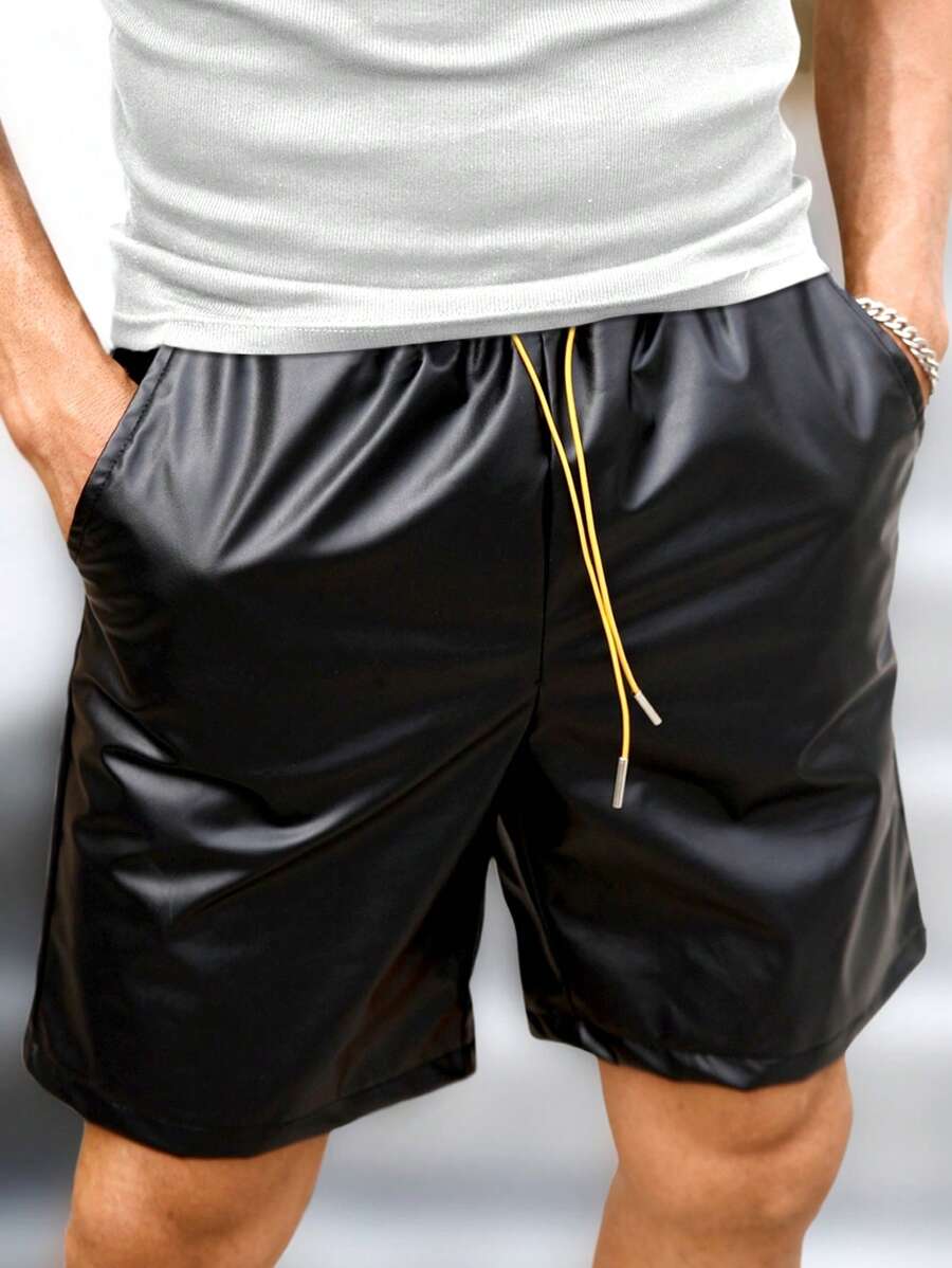 新款男士街头风格皮短裤，时尚休闲百搭街头服饰
