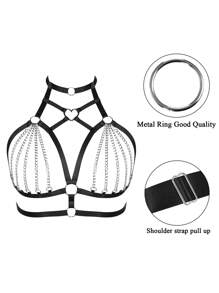 Sujetador de estilo punk con cadena metálica para mujer de talla grande, disfraz gótico para Navidad/Halloween/Carnaval - Multicolor - Ver 3
