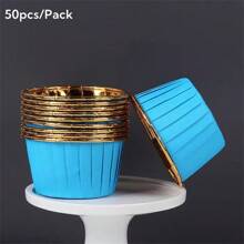 50pcs Round Cake Cupcake Paper Baking Cups, Heat-Resistant Disposable Cupcake Holders With Lids, Muffin Cups For Christmas, Halloween, Thanksgiving Party Cakes