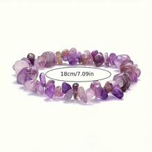 3pcs Natural Amethyst Crystal Stretch Bracelet, Bohemian Style Asymmetrical Bead Jewelry, Ideal Gift For Girlfriend And Mother, DIY Beaded Accessory, Art Craft Supplies