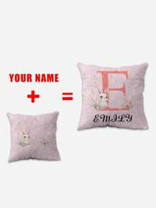 1 Peça Capa de Almofada Personalizável com Impressão de Nome ou Foto, Presente para Casais, Decoração para Casa, Impressão em um Lado, Sem Enchimento Incluído, 1 Peça Capa de Almofada Personalizável