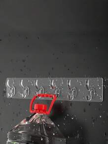 6pcs Self-Adhesive Bathroom Waterproof Damage-Free Hooks, Crystal Towel Hanger Trimmed To Size No-Drill