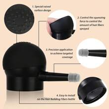 GOIPLE Professional Hair Building Fibers & Styling Kit – 3 - In - 1 Formula For Instantly Fuller, Thicker Hair & Beard – Natural - Looking Hair Loss Concealer, Complete Pump Applicator Tools Set – Ideal For Thinning Hair, Bald Spots, Hairline Enhancement & Quick Volumizing Styling - 黑色 - 查看 7