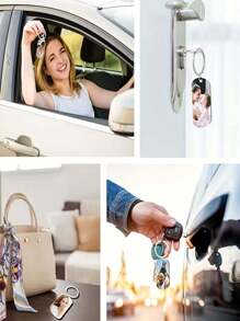 1pc Customized Key Chain With Photo/Text/Dog Tag, Stainless Steel Key Chain, Suitable For Family, Men, Women, Boyfriend, Girlfriend Gift, Father's Day, Mother's Day Gift