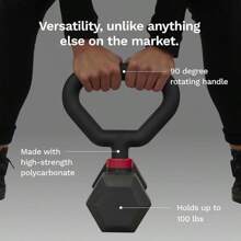 Convertidor de mancuernas Jayflex Hyperbell - Convierte mancuernas en barra y kettlebell para fitness en el hogar - Ajustable y con capacidad de hasta 200 lb para levantamiento de pesas - Pesa rusa - Ver 3