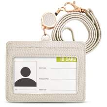 Suport cu două fețe din piele PU pentru insignă de identitate, cu 1 fereastră de identificare și 1 slot pentru card Plus 1 curea detașabilă pentru șnur (suportă 3-4 cărți) pentru femei Portofel Mini portofel Poșetă Portofel Portofel pentru carduri Portofel