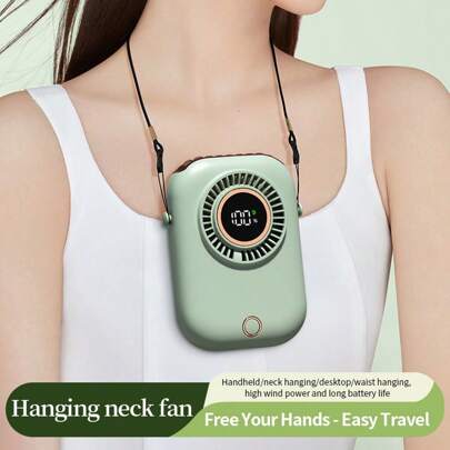 WOOSENHWO 7-Color Lighting Neck Fan, 5-Speed Adjustable Outdoor Cooling Gadget, Portable Fan With 1200mAh Battery, Neck Cooler For Camping