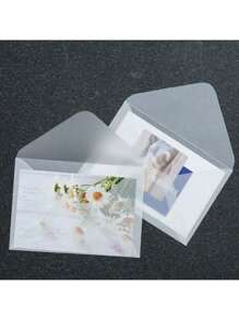 100pcs/Set Blank Translucent Envelope For Invitations Postcards European Gift Box Message Card Envelopes Wedding Business Letters Back To School - Clear - View 3