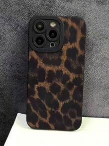 Cheetah, Leopard PrintLeopard Print Phone Case, Black TPU Silicone Soft Cover, Compatible With IPhone X/XS Max, IPhone 11/13/15, IPhone 16 Series