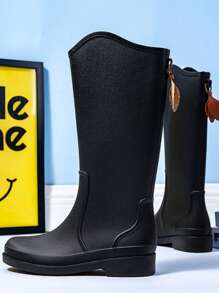 Fesd Ts British Style High Top Rain Boots For Women, Fashionable & Versatile Water Shoes, Anti-Slip Thick Sole Comfortable Rain Boots For Kitchen, Outdoor, Washing Car, Grocery Shopping, Camping