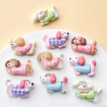 10 件混合卡通小狗 DIY 配件 - 耳环、发夹、文具、手机壳、钥匙扣、杯子、鞋子装饰、冰箱贴、珠宝制作用品 - 彩色 - 查看 6