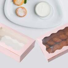 12 件/套粉色饼干盒，带透明窗口，小礼品盒，用于甜点、糕点、糖果包装，适用于婚礼、派对、圣诞节、生日、婴儿洗礼、情人节 - 粉色 - 查看 5