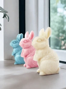 1 件全新 3D 立式兔子硅胶蜡烛模具，DIY 节日礼物，可爱兔子形状手工香薰石石膏装饰硅胶模具 - 白色 - 查看 4