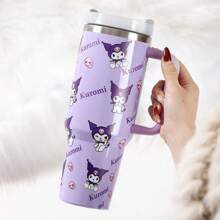 Sanrio [Tasse Sanrio Kuromi] 1 pièce tasse isotherme en acier inoxydable Sanrio Kuromi avec couvercle et paille, tasse à café réutilisable ronde de 40 oz pour boissons d'été et d'hiver, accessoires de voyage et cadeaux pour la rentrée scolaire