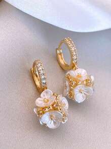 1 对 18K 镀不锈钢时尚简约猫眼石耳环，适合女性、派对、约会、办公室佩戴 - 彩色 - 查看 5