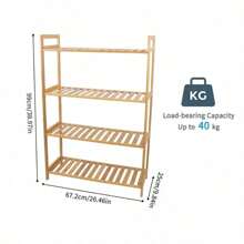 4 Tier Bamboo Storage Shelving Unit Display Shelf Shoes Organizer Plant Stand - 1 - View 5