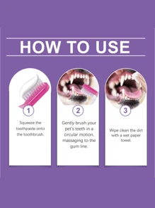 1/3PCS Pet Toothpaste, Pet Teeth, Clean, Stained Teeth, Yellow, Bad Breath, Fresh Breath, Dog Super Soft Pet Finger Toothbrush Silicone Tooth Brush Tool Dog Cat Cleaning