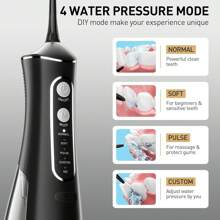 Máy tăm nước nha khoa Oral Irrigator Dental Water Flosser Teeth Whitening không thấm nước cầm tay Dental Water Jet Floss 300ML làm sạch răng - màu đen - Xem 3