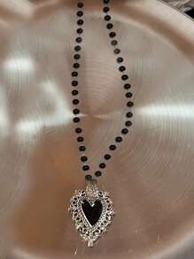 1 Stück Ewiges Herzanhänger Halskette für Frauen, Metallandherz mit Epoxidharz Perlen Charm, Perlenkette, Schmuck für Valentinstag, Muttertag, Geschenk für Mutter