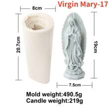 耶稣和圣母玛利亚硅胶蜡烛模具 DIY 耶稣家庭雕像石膏模具环氧树脂艺术制作套件婚礼装饰 - 彩色 - 查看 16