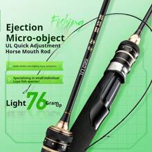 New Model Metal Tube Missile Micro Fishing Rod, Two Sections Rigid Handle Lure Rod For Freshwater Long Distance Casting - Black - View 1