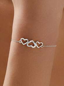 1 pieza Pulsera de plata de ley 925 con diseño de corazón hueco y circonita, adecuada para que las mujeres la usen en citas, como accesorio diario y en ocasiones especiales. Hermoso regalo para mujeres en el Día de la Madre, festividades especiales y aniversarios