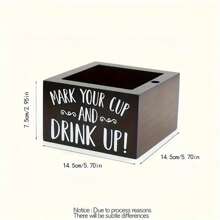 Rustic Wooden Cup Holder With Marking Slots, Suitable For Coffee Shops, Bars, Parties - Fits Most Plastic Cups, Non-Waterproof, Rectangular Storage Box For Organization Back To School