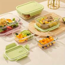 High Borosilicate Glass Food Storage Container, Sealed Vacuum Salad Container With Lock Lid, Microwave And Oven Safe, Dishwasher Safe, Multi-Purpose Kitchen Food Storage And Sorting Box, Suburban Bento Box