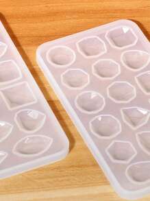 树脂宝石椭圆形水滴硅胶模具耳环发饰项链首饰模具套装工具水滴圆形方形长方形四角水钻矿石（2 件宝石套装）