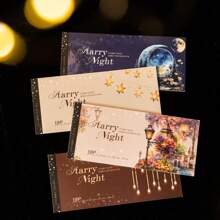 1 pak 18 vellen PET-stickerboek, romantisch sterrenlicht, maanlicht, straatlantaarnstickerset voor doe-het-zelfdecoratie, scrapbooking, dagboek