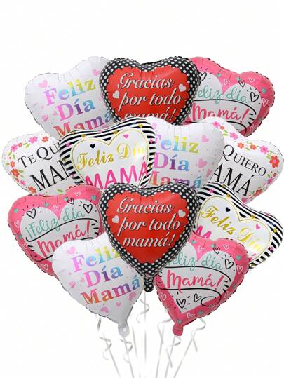 kumozawa 10 piezas de globos del Día de la Madre "Feliz Día Mamá", globos de 18 pulgadas "Te amo mamá", decoración para fiesta de cumpleaños del Día de la Madre (5 estilos aleatorios)