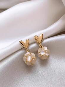 1 对 18K 镀不锈钢时尚简约猫眼石耳环，适合女性、派对、约会、办公室佩戴 - 彩色 - 查看 4