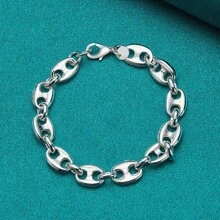 Pulsera con cadena en forma de nariz de cerdo chapada en plata para hombres y mujeres, joyería de moda para bodas y fiestas