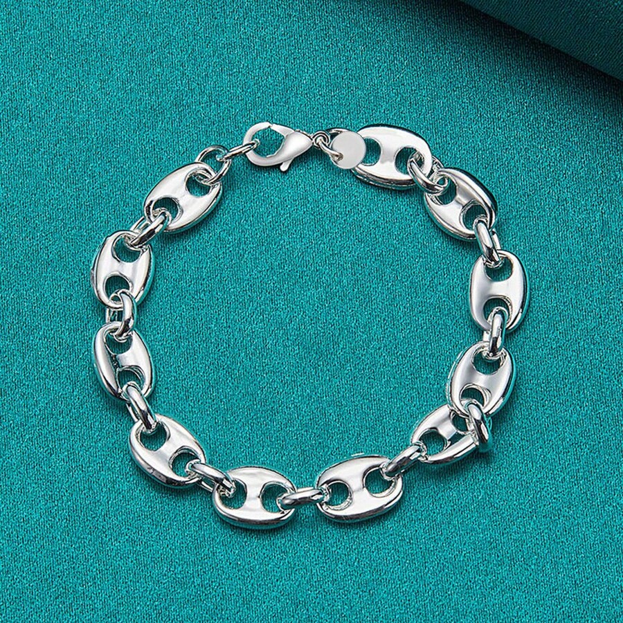 Pulsera con cadena en forma de nariz de cerdo chapada en plata para hombres y mujeres, joyería de moda para bodas y fiestas