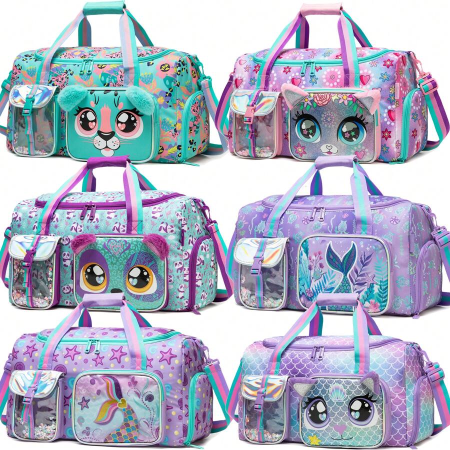 1pc Kids Duffle Bag Girls Travel Bag For Kids Overnight Bag For Kids Sports Bag For Girls Weekender Bag Gym Bag For Boys With Shoe Compartment Messenger Bag