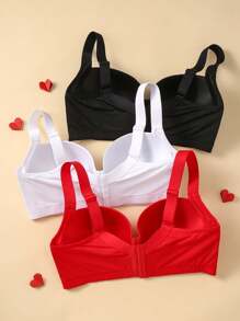 3 paquetes de ropa interior para mujer de talla grande, con sujetador push-up de cobertura total y aros, en varios colores brillantes, perfecto para el Día de San Valentín
