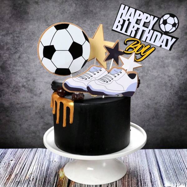 1 pezzo Set decorazione torta a tema calcio con figure sportive uomo e ragazzo