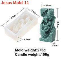 耶稣和圣母玛利亚硅胶蜡烛模具 DIY 耶稣家庭雕像石膏模具环氧树脂艺术制作套件婚礼装饰 - 彩色 - 查看 22