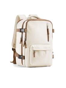 大容量防水尼龙旅行背包，适合徒步旅行、露营、户外活动、装笔记本电脑，是送给妈妈、爸爸、女儿、朋友的理想礼物，也是新年、情人节和旅行的完美之选。 - 米色 - 查看 4