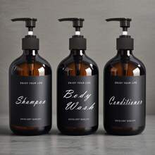 LEAPAIR 1/2/3Pcs 500ml/16.9oz Refillable Lotion Dispensers Bottles Bath Shampoo Conditioner Dispenser Shower Bottle For Bathroom Empty Container With Labels,Hand And Dish Soap Dispenser Set Kitchen Items Kitchen Accessories Kitchen Kitchen Tools - Multicolor - View 6