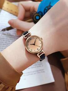 1 chiếc đồng hồ điện tử thiết kế tối giản, mặt nhỏ, dây da, máy thạch anh, thích hợp đeo hàng ngày, đi thi, có thể dùng làm quà kỷ niệm, sinh nhật hoặc tốt nghiệp cho bé gái. - Nhiều màu - Xem 7