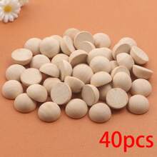 10/20/40 piezas Bolas de madera semiesféricas sin terminar, naturales, utilizadas para proyectos DIY, suministros artesanales y accesorios de decoración del hogar - Beis - Ver 9