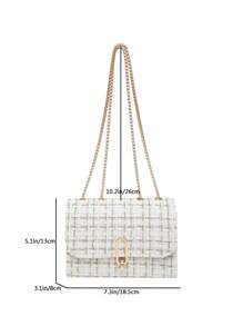 Fashionable Commuter Messenger Bag, Retro Minimalist Shoulder Bag, 2025 New Crossbody Bag For Women, Small Niche Chain Square Bag - White - View 3