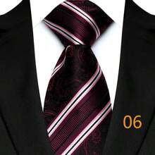GOADAFOO Luxury 8CM Men Necktie Dark Red Color Solid Stripes Plaid Floral Ties For Man Groom Jacquard Woven Neck Tie For Business Wedding Party
