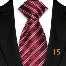 GOADAFOO Luxury 8CM Men Necktie Dark Red Color Solid Stripes Plaid Floral Ties For Man Groom Jacquard Woven Neck Tie For Business Wedding Party