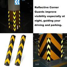2PCS Rubber Garage Wall Protector Corner Guard,  Reflective Traffic Warning Strip, Garages Corner Edge, For Parking Aid - Black - View 4