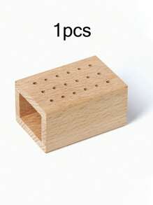 18孔木质美甲钻头收纳盒，沙龙级桌面美甲工具收纳盒 - 杏色 - 查看 8