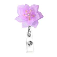 Retractable Badge Holder Flower Badge Reel ID Name Card Holder With Alligator Clip