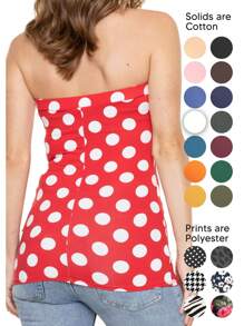 Top tubo de largo largo para mujer y tallas grandes "STRETCH IS COMFORT" | Tallas desde XS a 5X - Lunares rojos y blancos - Ver 2