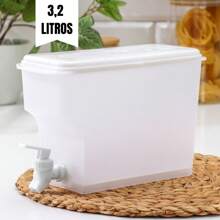 Plastic Juicer With Lid For Refrigerator With Tap, 3.5 Liters Capacity For Flavored Water In Summer - trắng - Xem 8